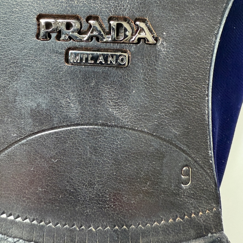 Prada Blue-Purple Velvet Tassel Smoking Shoes Loafers Size 9 - Picture 7 of 9